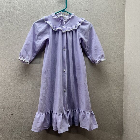 VTG IC Isaac Carrico 90s Cottagecore Prairie Fleece Flannel Nightgown Floral 5T - Picture 1 of 6